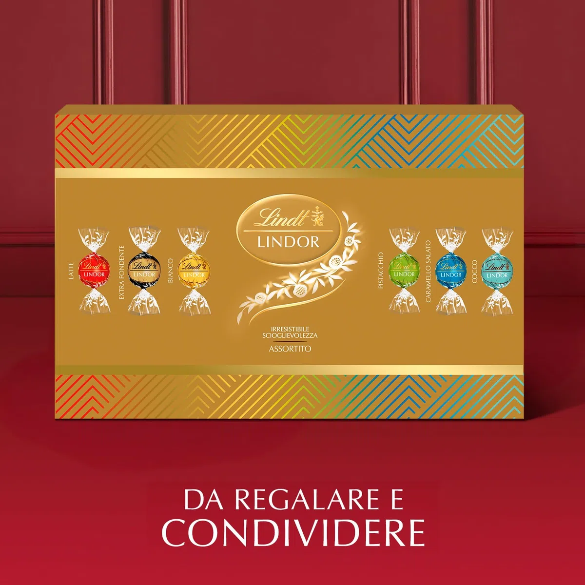 Lindt LINDOR Confezione Sharing Natale, Cioccolatini assortiti 525g