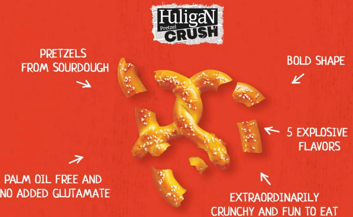 Huligan Jalapeno Pretzels Crush (confezione da 18 x 65 g) – Pretzel al forno sottili snack salati sfusi salutari snack vegetariani scatola Jalepenos patatine multipack (confezione da 18)