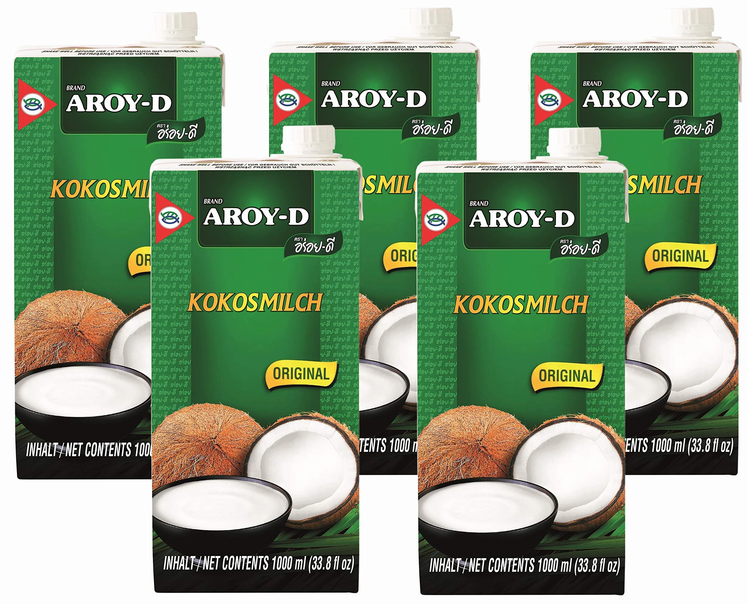 Aroy-D - Latte di cocco - Confezione da 5 pezzi (5 x 1 litro)