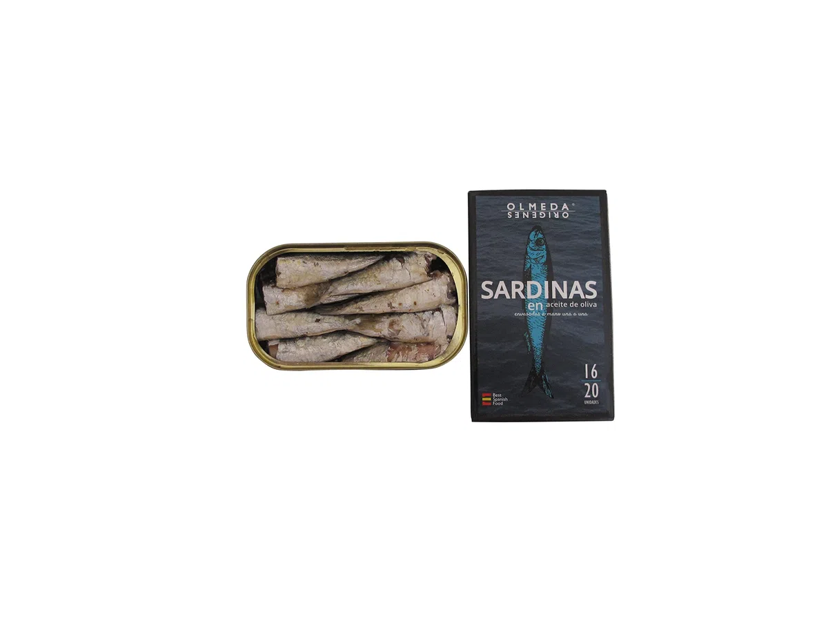 OLMEDA ORÍGENES - Sardine in olio d'oliva. Confezione da 3 lattine di conserve di 115 gr (Totale: 345 gr)