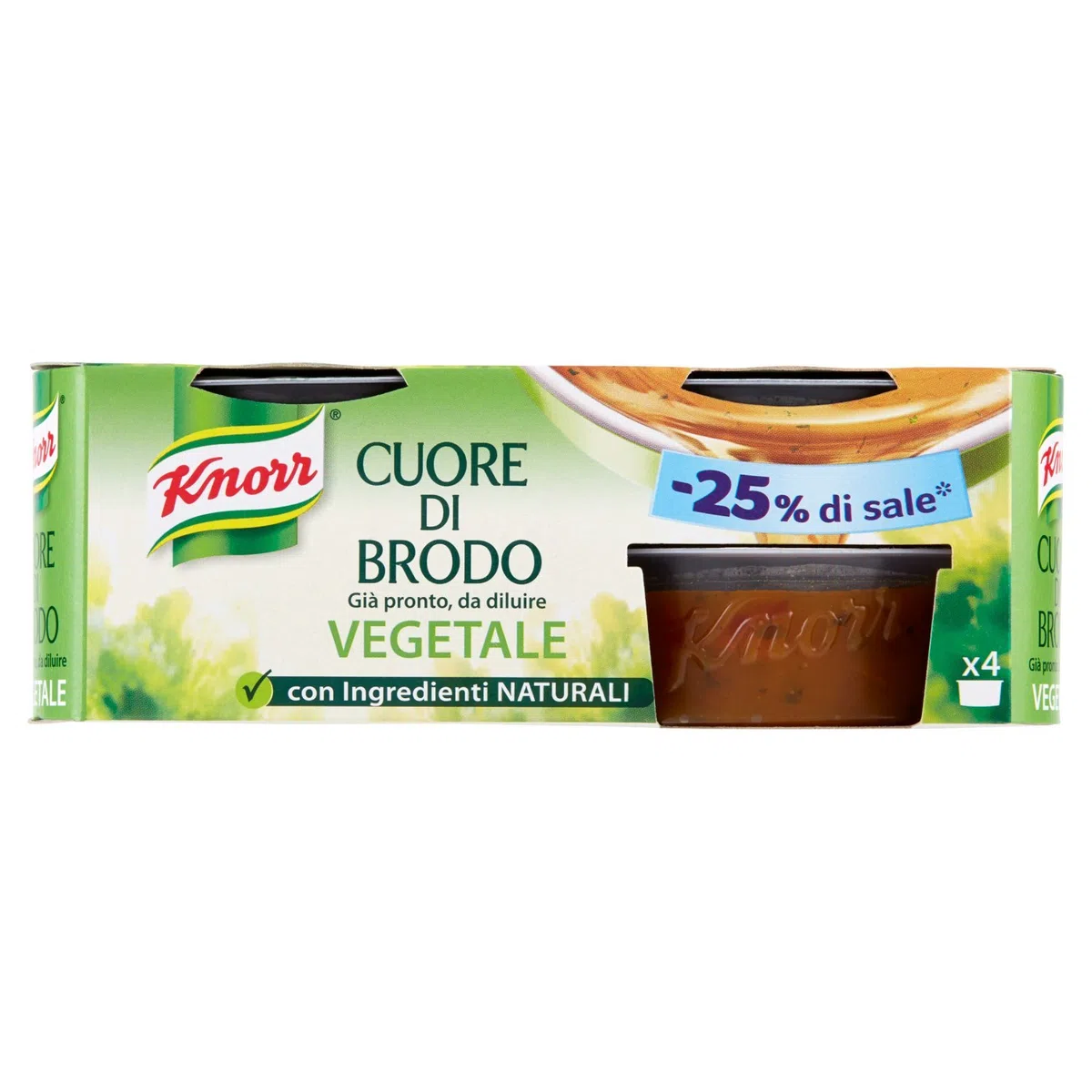 Knorr - Cuore di Brodo Vegetale, gia' Pronto, da Diluire - 12 confezioni da 4 pezzi da 28 g [48 pezzi, 1344 g]