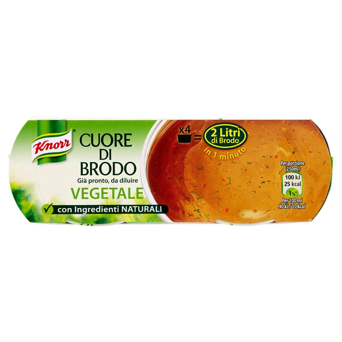 Knorr - Cuore di Brodo Vegetale, gia' Pronto, da Diluire - 12 confezioni da 4 pezzi da 28 g [48 pezzi, 1344 g]