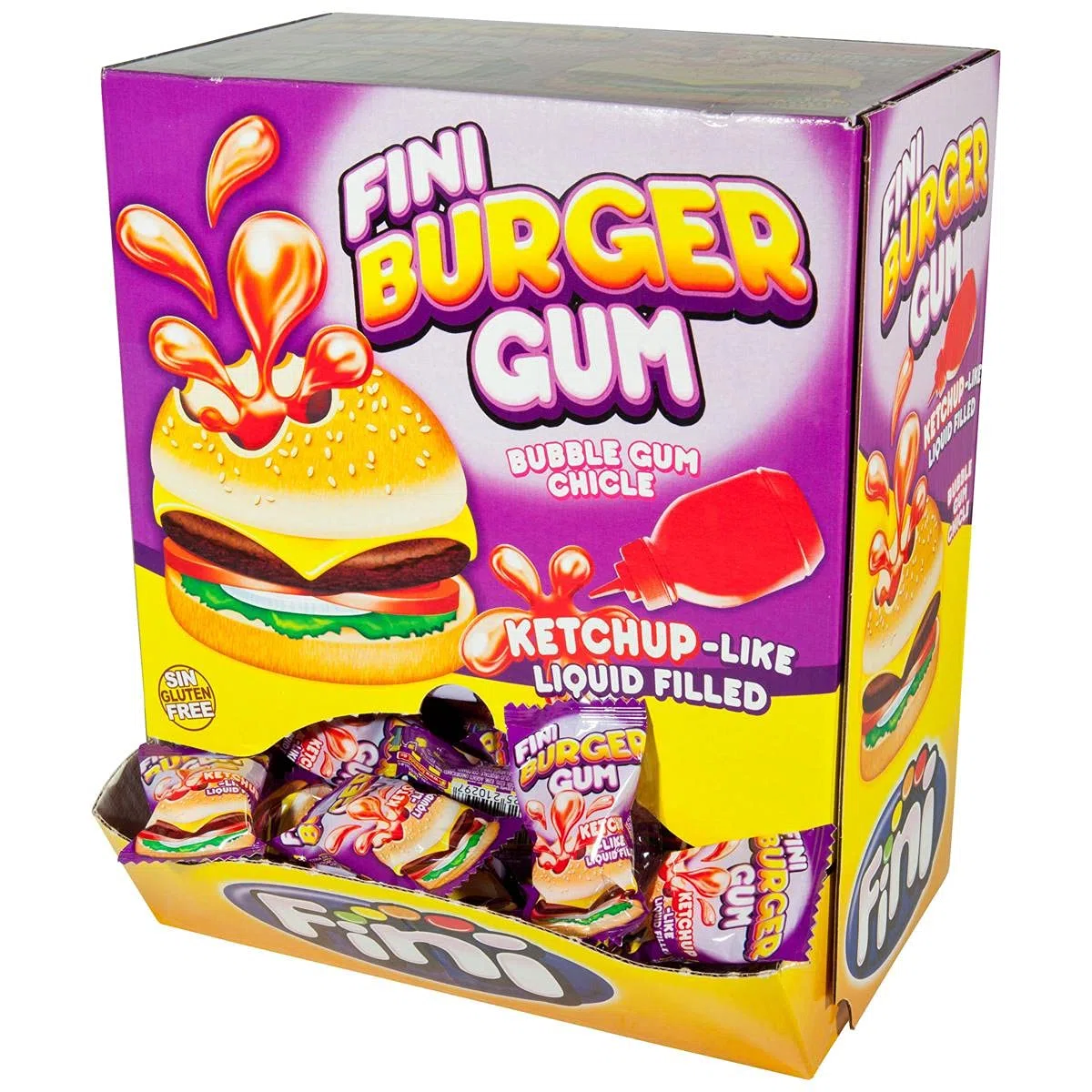 Verdes Fini Boom Burger Pz 200 Chewing Gum a Forma di Hamburgher con Ripieno Liquido - Incartati Singolarmente e senza Glutine - 30 g