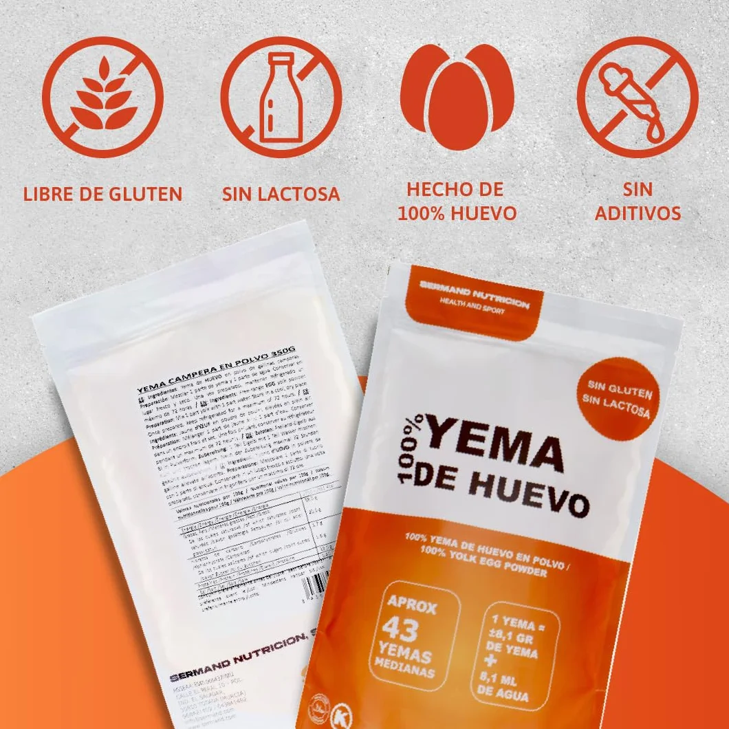 Tuorlo d’Uovo in Polvere 350g – Uova da Allevamento all’Aperto Pastorizzate | Senza Additivi né Lattosio | Ideale per Dolci e Ricette | Confezione Zip