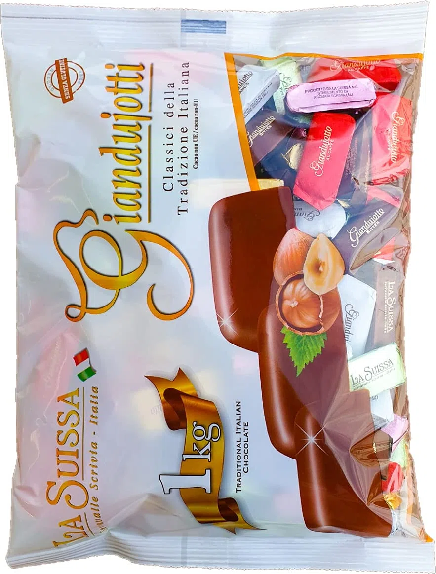 Gianduiotti Assortiti La Suissa Kg 1 - Il famoso Gianduiotto rivisitato nelle versioni: Pistacchio, Bianco, Caffè, Fondente e Classico - Senza Glutine
