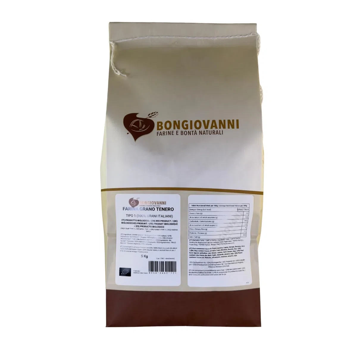 BONGIOVANNI FARINE E BONTA' NATURALI Farina Tipo 1 di Grano Tenero BIO - 5 Kg