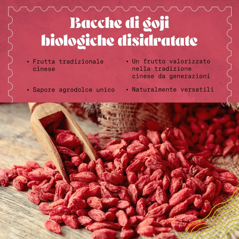 NaturaleBio Bacche di Goji 950 g. Frutta secca tradizionale cinese. Vegano, ricco di fibre. Snack biologico, non OGM e senza glutine.