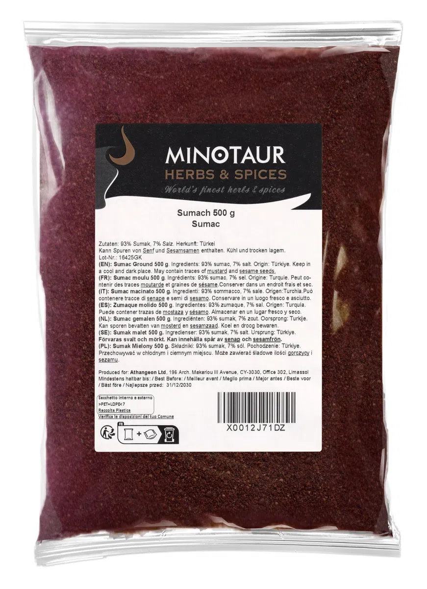 Minotaur Spices | Sumac 2 x 500g (1 kg) | Sommacco | Aceto Albero Spezia Polvere macinata