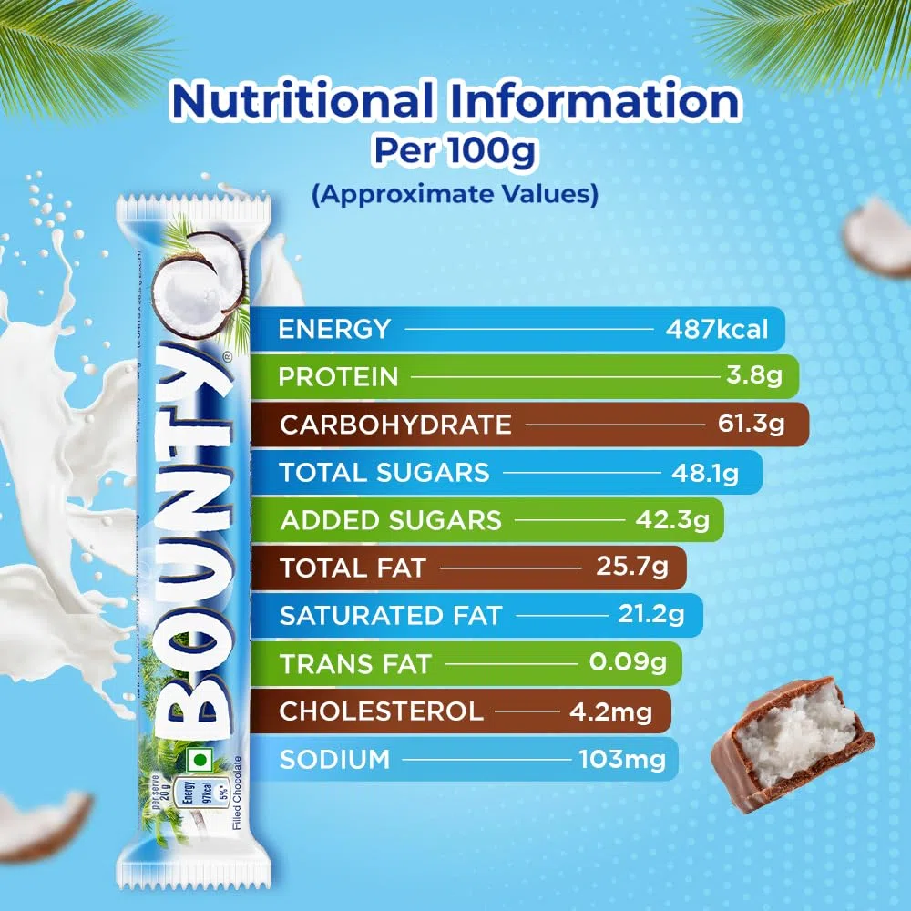 Barretta di Cioccolato al Cocco Bounty, Cioccolatini Ripieni di Cocco, Cocco Morbido e Delicato al Centro, Cioccolatini Premium da Condividere, Confezione da 12,684 g