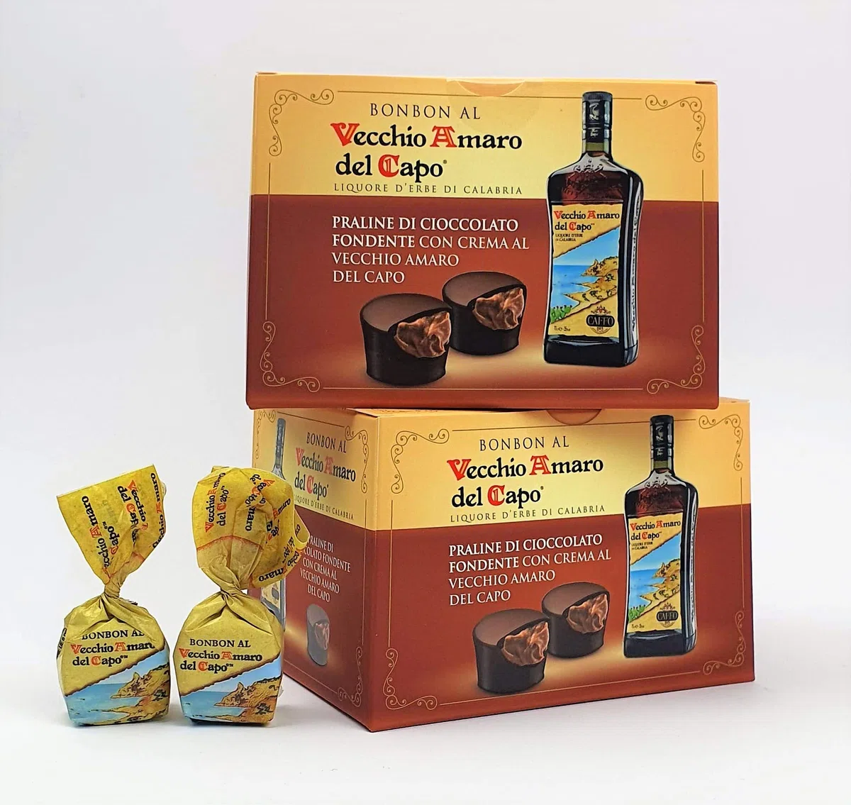 2 Conf. Praline Bon Bon Vecchio Amaro del Capo - Bauletto singolo 250G