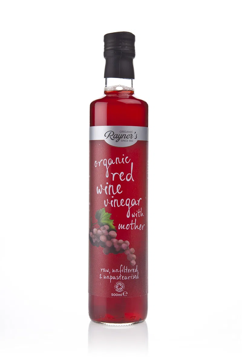 Rayners Aceto di vino rosso crudo biologico con madre, 500 ml, confezione da 3
