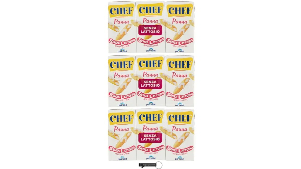 Parmalat Chef Panna da Cucina Senza Lattosio e Senza Glutine, Confezione da 3 x 3 x 125ml, con Portachiavi italy shop service