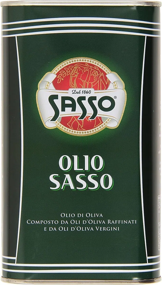 Sasso Olio d'Oliva, Composto da Oli d'Oliva Raffinati e Vergini, 2 x 1 Litro, Prodotto Italiano, + portachiavi italy shop service