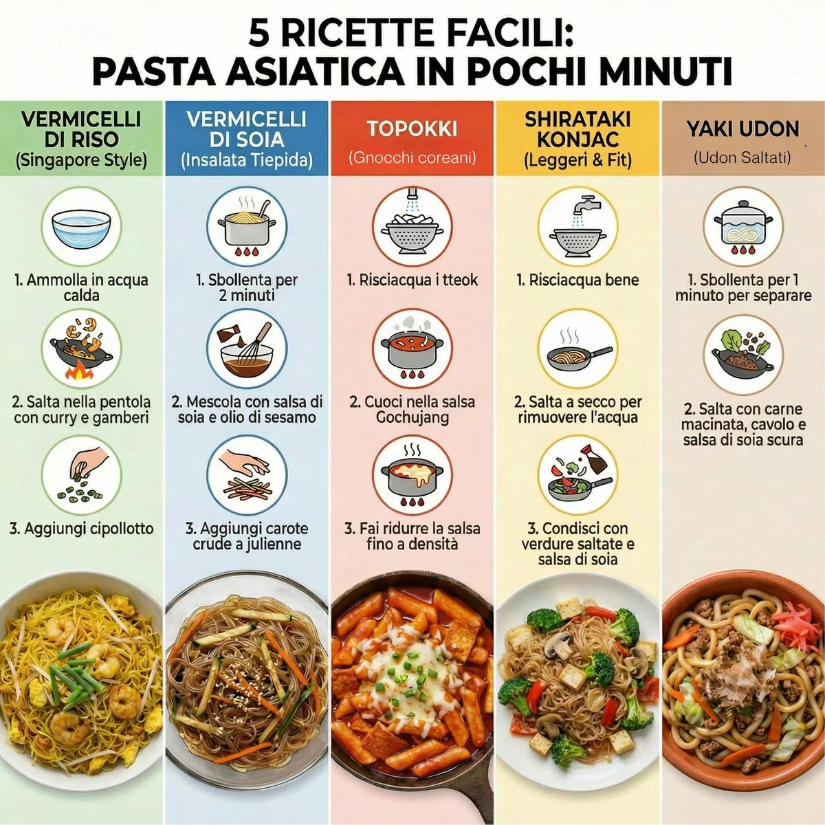 Hu Taste Kit Cibo Asiatico Box Degustazione con Noodles, Spaghetti di Soia, Spaghetti di Riso, Spaghetti Konjac Shirasaki, Udon Giapponese Precotti e Gnocchi di Riso Coreani Tteokbokki