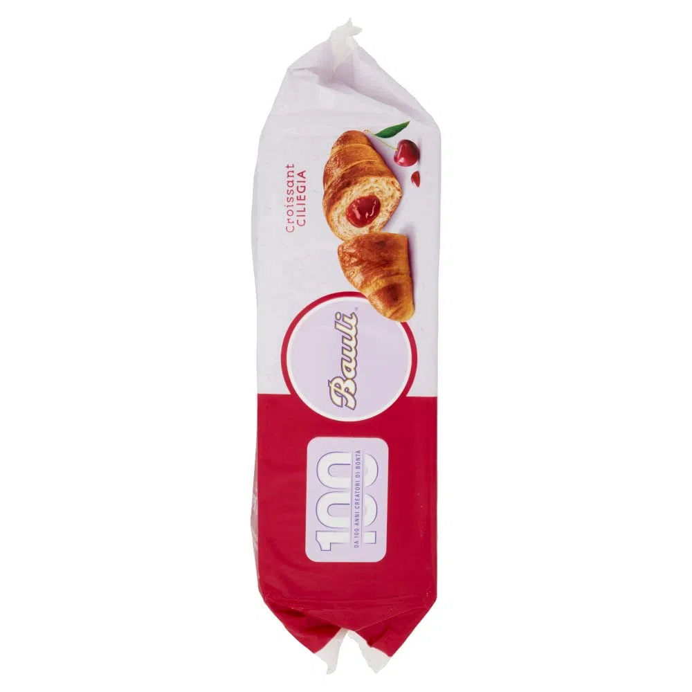 8X Bauli Croissant Cornetti di Sfoglia Soffice con Deliziosa Farcitura di Ciliegie 100% Italiane 300g [8 Confezioni]