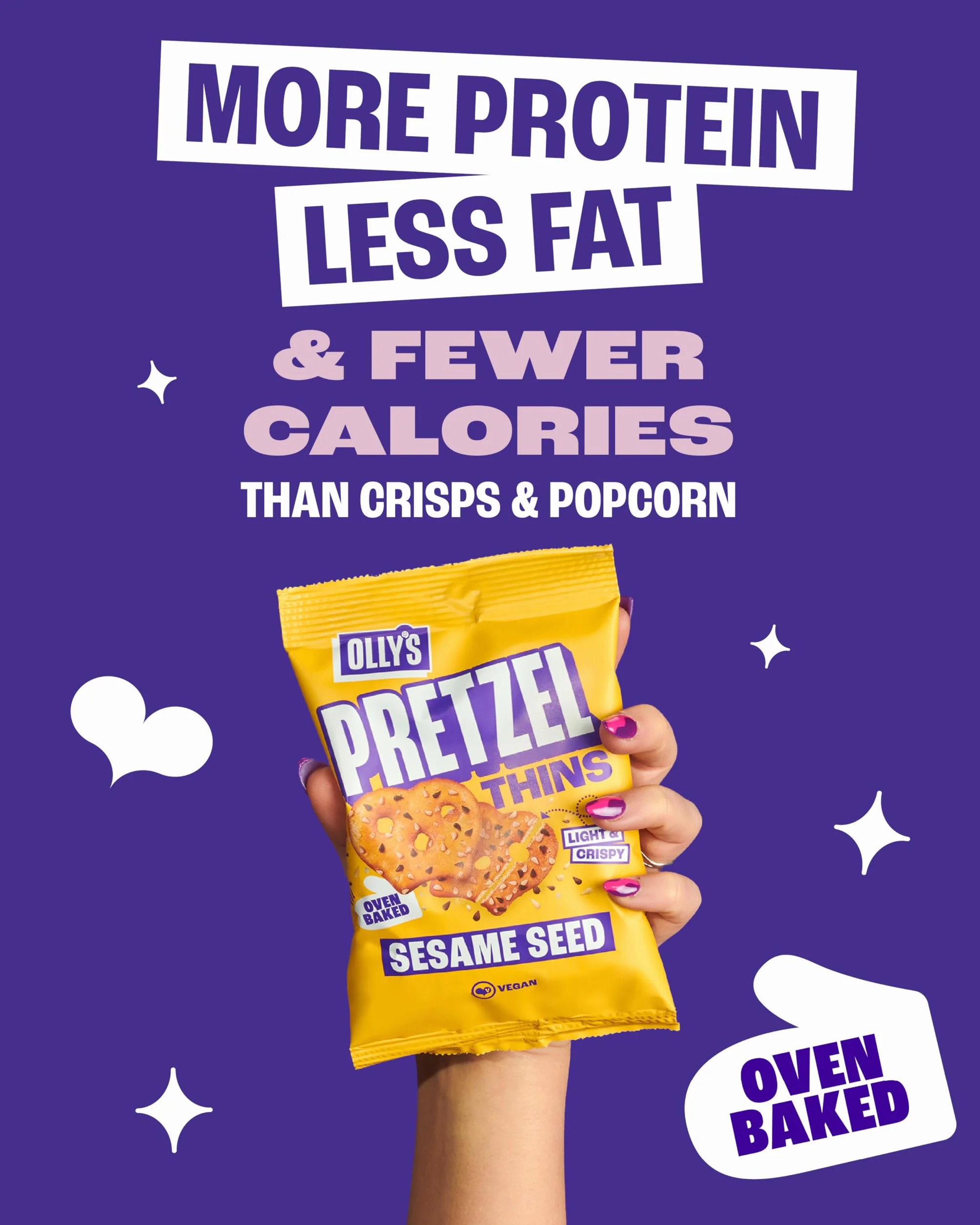 Olly's Pretzel Thins, nuova confezione varietà, 35 g (confezione da 10), x2 salati, x2 semi multipli, x2 panna acida, 2 peperoncini dolci x2 formaggio, snack ipocalorici, basso contenuto di grassi,