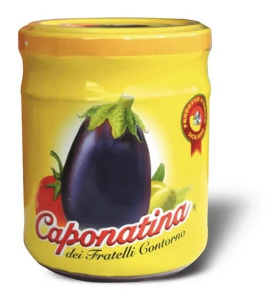 CAPONATA DI MELANZANE SICILIANA Barattolo vetro da 200 gr. F.lli Contorno - Confezione da 12 vasetti vetro da 200 gr.cadauna (Tot. 2,4 Kg,)