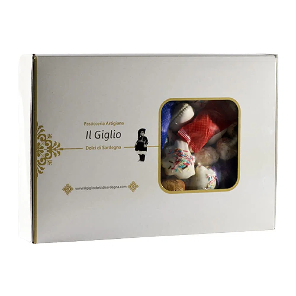 DOLCI DELLA TRADIZIONE - Mix di Biscotti Artigianali assortiti della tradizione Sarda - Pasticceria Artigiana Il Giglio Dolci di Sardegna - Confezione rigida riciclabile 1Kg