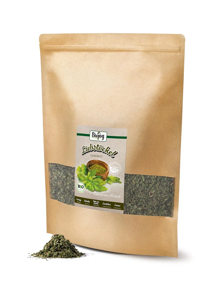 Biojoy Levistico essiccato BIO (500 g), Tritato, Sedano di Monte, Spezia senza additivi (Levisticum officinale)