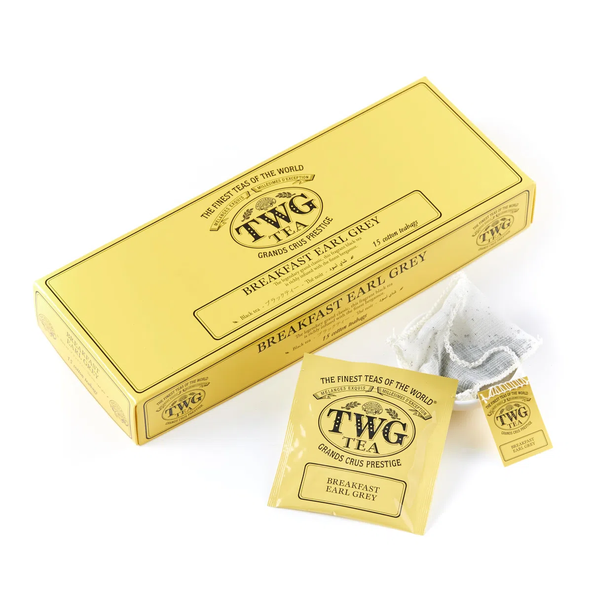 TWG Tea | Breakfast Earl Grey | Tè Nero | Bergamotto | 15 Bustine di Tè in Cotone Cucite a Mano| Set Regalo