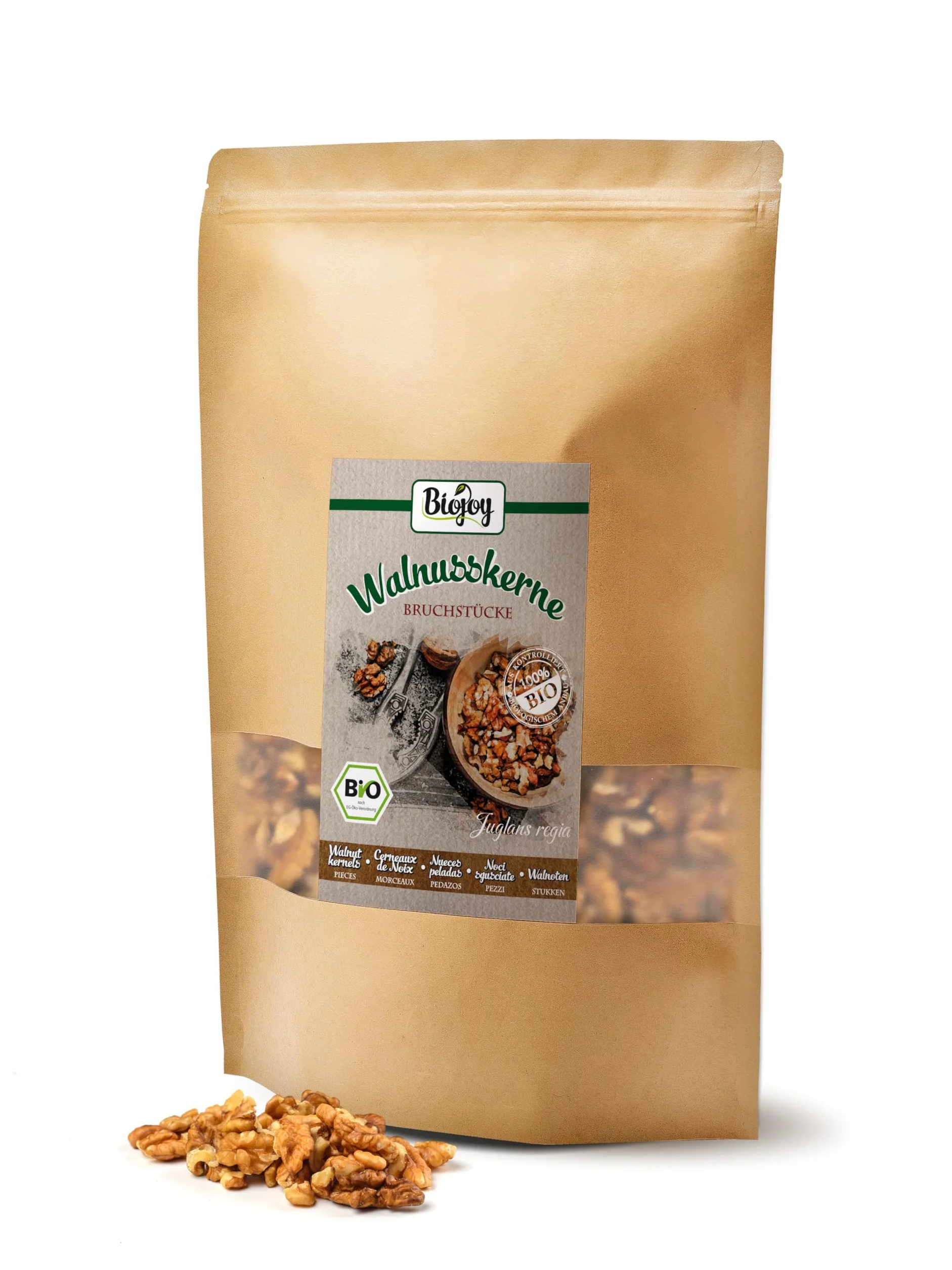 Biojoy Noci Sgusciate BIO spezzati (1 kg), crudi (Juglans regia)