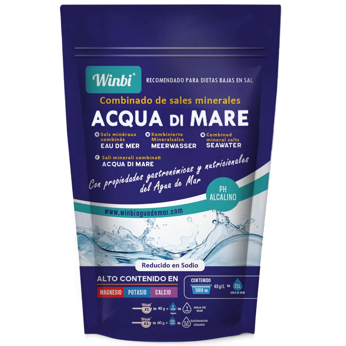 100 LITRI Di Acqua Di Mare Winbi Da Bere. Molteplici Benefici Per il Corpo. Acqua Marina ad Alto Contenuto di Magnesio, Potassio e Calcio. Nessuna Sostanza Nociva (1000Gr)