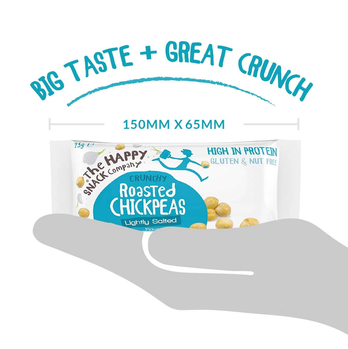 The Happy Snack Company Ceci arrostiti, sapore leggermente salato, spuntino sani, ad alto contenuto proteico, senza glutine, vegani, 96 calorie, 25 g, confezione da 20