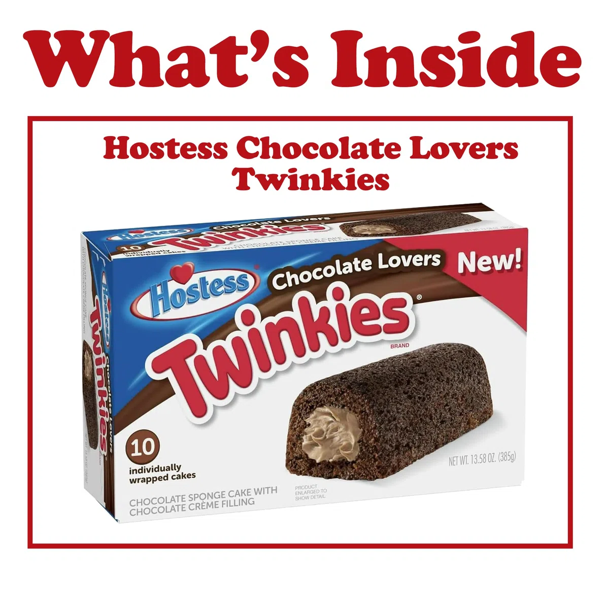 Hostess Cioccolato Cake Twinkies, 10 pezzi confezionati singolarmente al cioccolato Spagna Spagna Snack con ripieno cremoso, mini torte per spuntini on-the-go, lunchbox, feste, Goodie Bag Filler