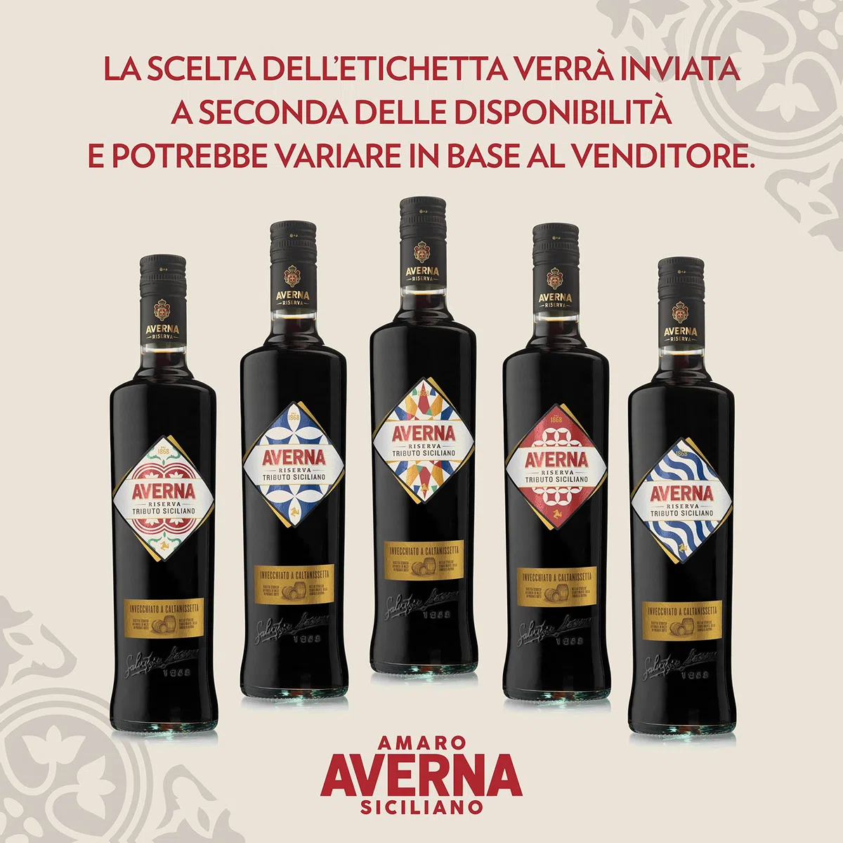 Averna Riserva Tributo Siciliano - Bottiglia Limited Edition, Amaro Italiano dal Sapore Agrumato Invecchiato almeno 18 Mesi, 34% Vol, Etichetta Casuale, Bottiglia in Vetro da 70 cl