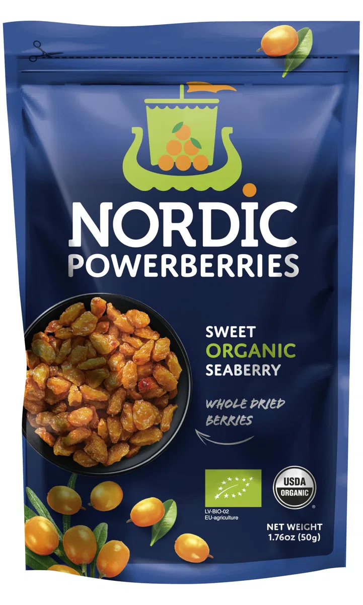 Nordic Dried Seaberry Organic | 100% Natural & Organic Sea Buckthorn Berries | Ricco in antiossidanti & Omega Fatty Acids, 50 g