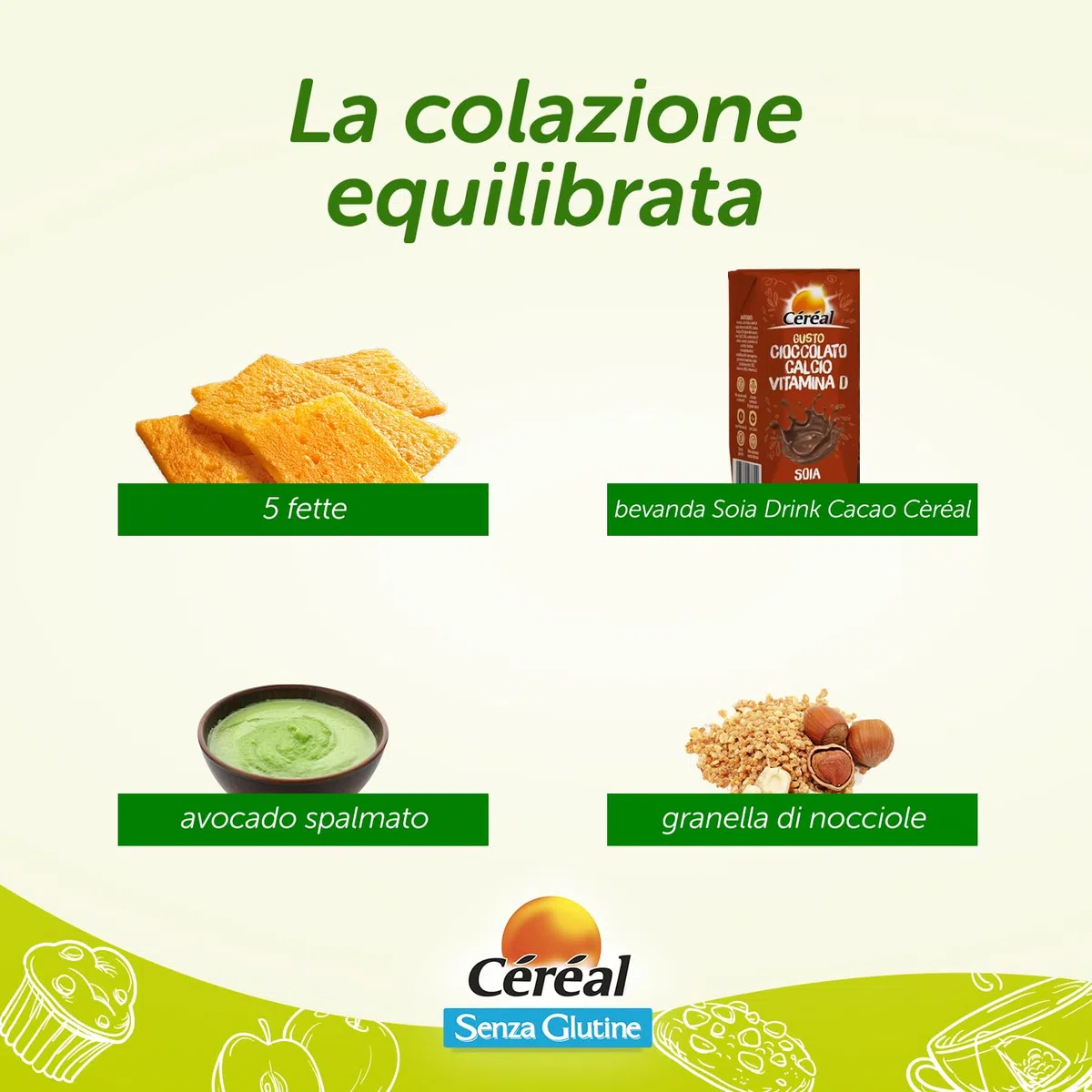 Céréal Fette Croccanti, Fette con Farina di Mais, Farina di Riso, Senza Glutine, Senza Lattosio, 125 gr, Formato 12 Confezioni