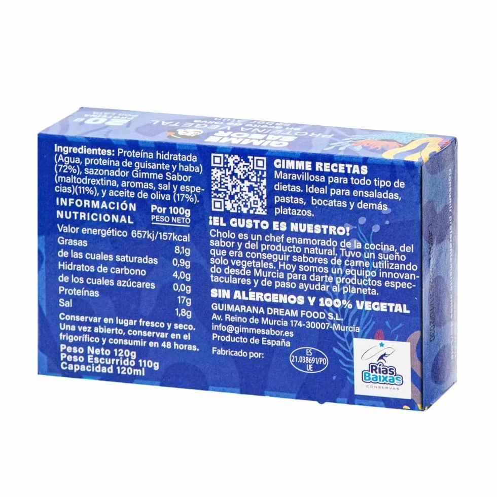 Proteina vegetale gusto Tonno in conserva con olio d'oliva, 20g di proteina per lattina e senza allergeni (Confezione da 6).
