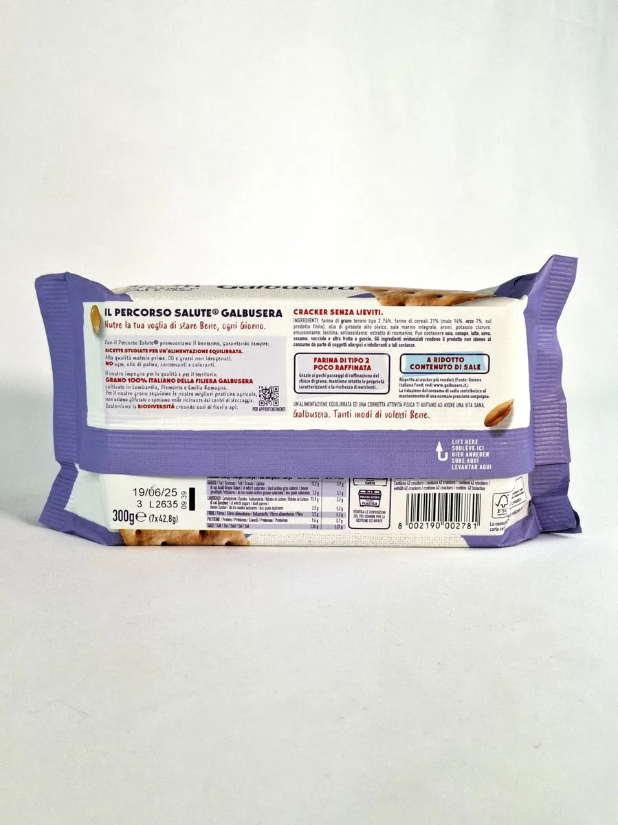Galbusera BuoniCosì Cracker senza Lieviti con Farina di Tipo 2 - Pacco da 12 x 300 g