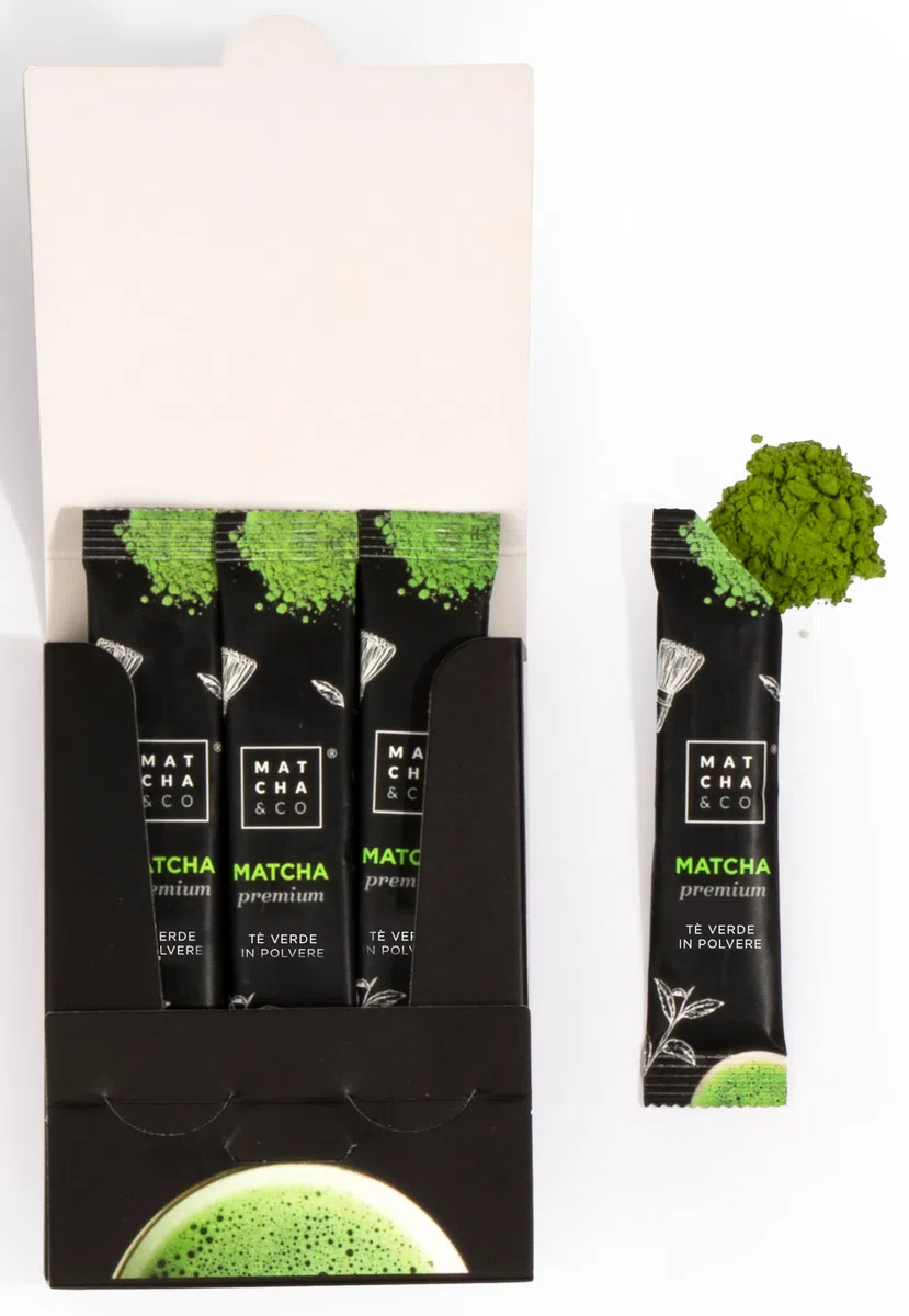 Matcha Premium Sticks to Go x 18, 18 monodosi di tè Matcha, grado premium cerimoniale, in polvere biologica dal Giappone, 100% naturale, tè verde, 18 g
