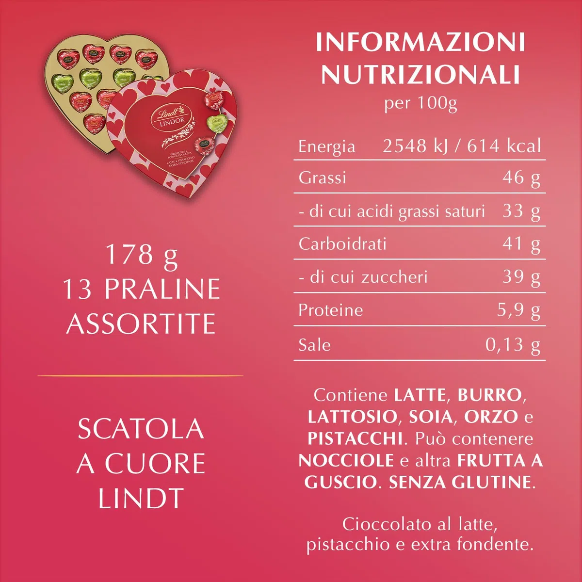 Lindt San Valentino Scatola Regalo a Forma di Cuore Assortita con cioccolatini Lindor, Formato 178 g