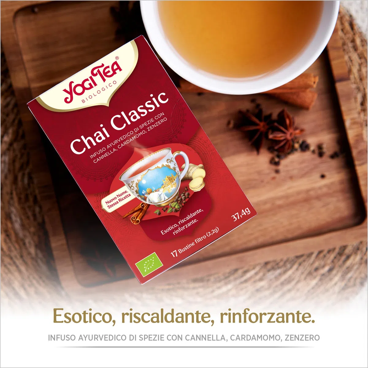Yogi Tea - Classic Bio - Infuso Ayurvedico - Miscela di Cannella, Cardamomo e Zenzero - Senza Caffeina - Confezione da 3x17 bustine (51 bustine in totale)