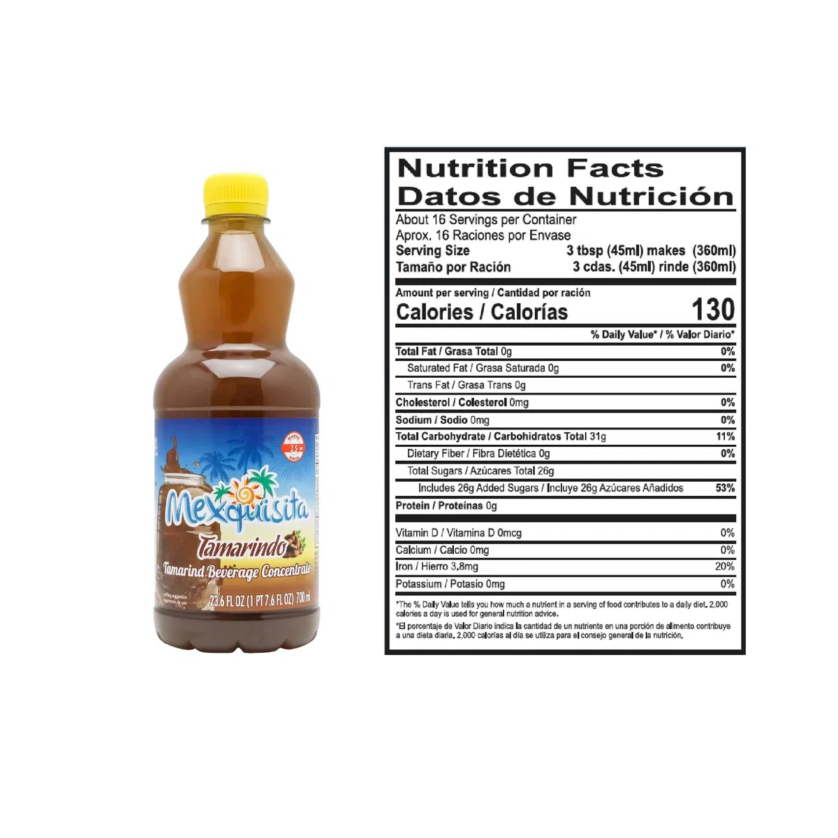Tamarindo concentrato, bottiglia 700 ml – Concentrado de Tamarindo di Mexquisita 700 ml