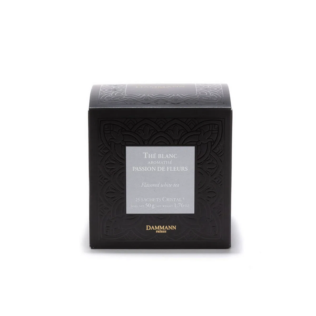 Dammann Frères | Tè Bianco e Frutto della Passione | Aroma Albicocca - 25 Bustine (50 Gr) | Petali di Fiori Aromatizzato