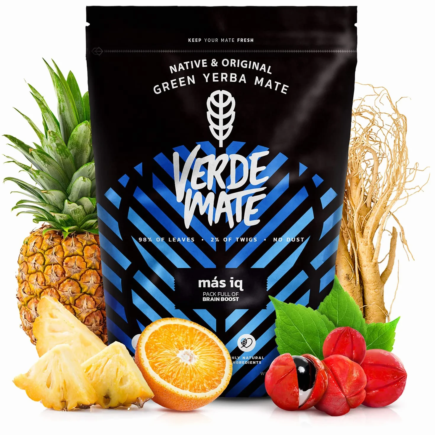 Verde Mate Yerba Mate Energizzante Set 1kg (2x500g) | Guaranà, Ginseng, Ginkgo Biloba | Yerba Mate Verde Brasiliana | Gusto Delicato