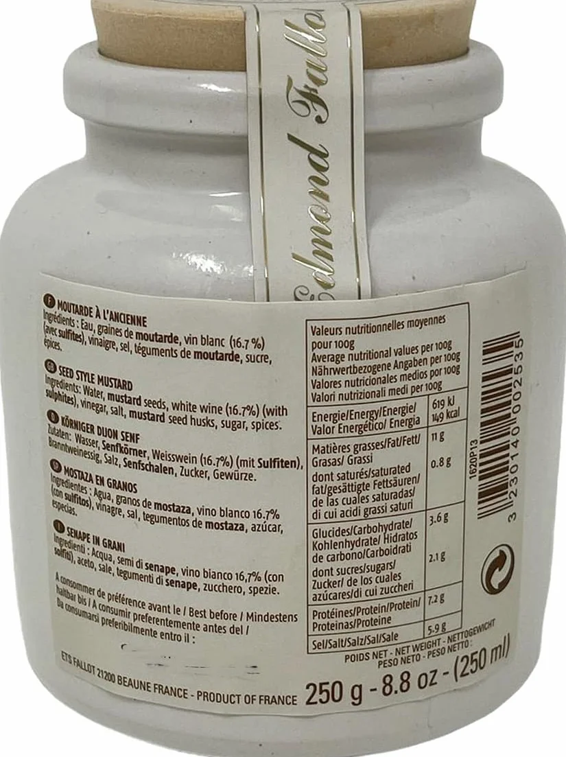 Edmond Fallot | Grani di senape di Digione - Barattolo in gres da 250 g