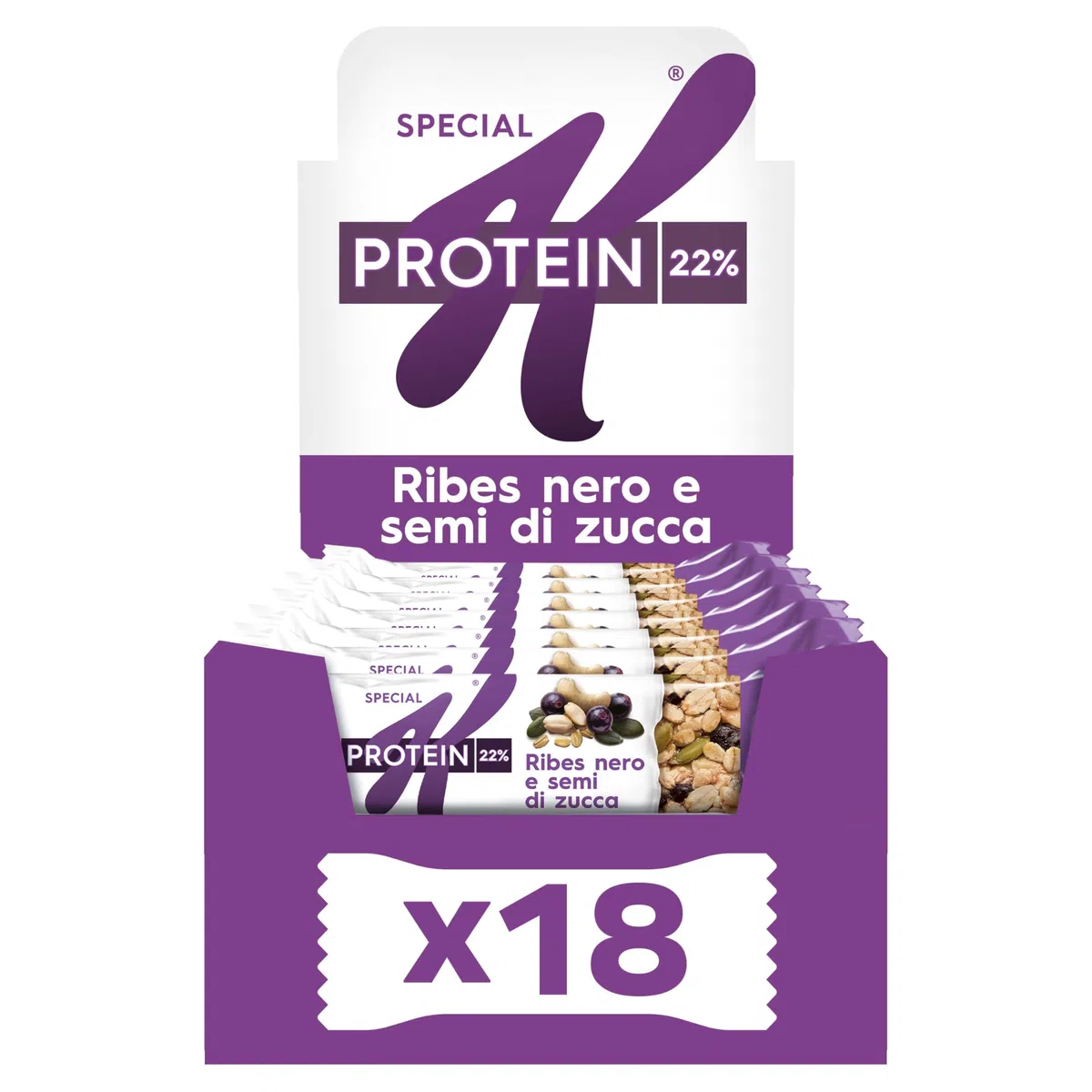 Kellogg's Special K Barrette | Protein Ribes e semi di zucca | Confezione da 18 barrette x35g