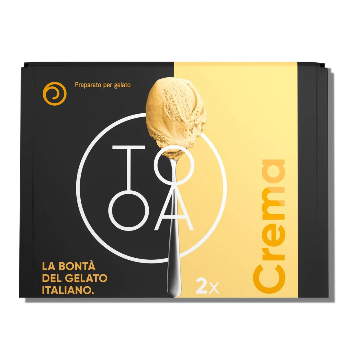 TooA Gelato alla Crema, 10 Astucci da 2 Brik Monoporzione (Totale 20 Brik), Pronto in Pochi Minuti, Preparato per Gelatiera TooA, Gelato Italiano 100% Naturale Senza Conservanti e Senza Glutine