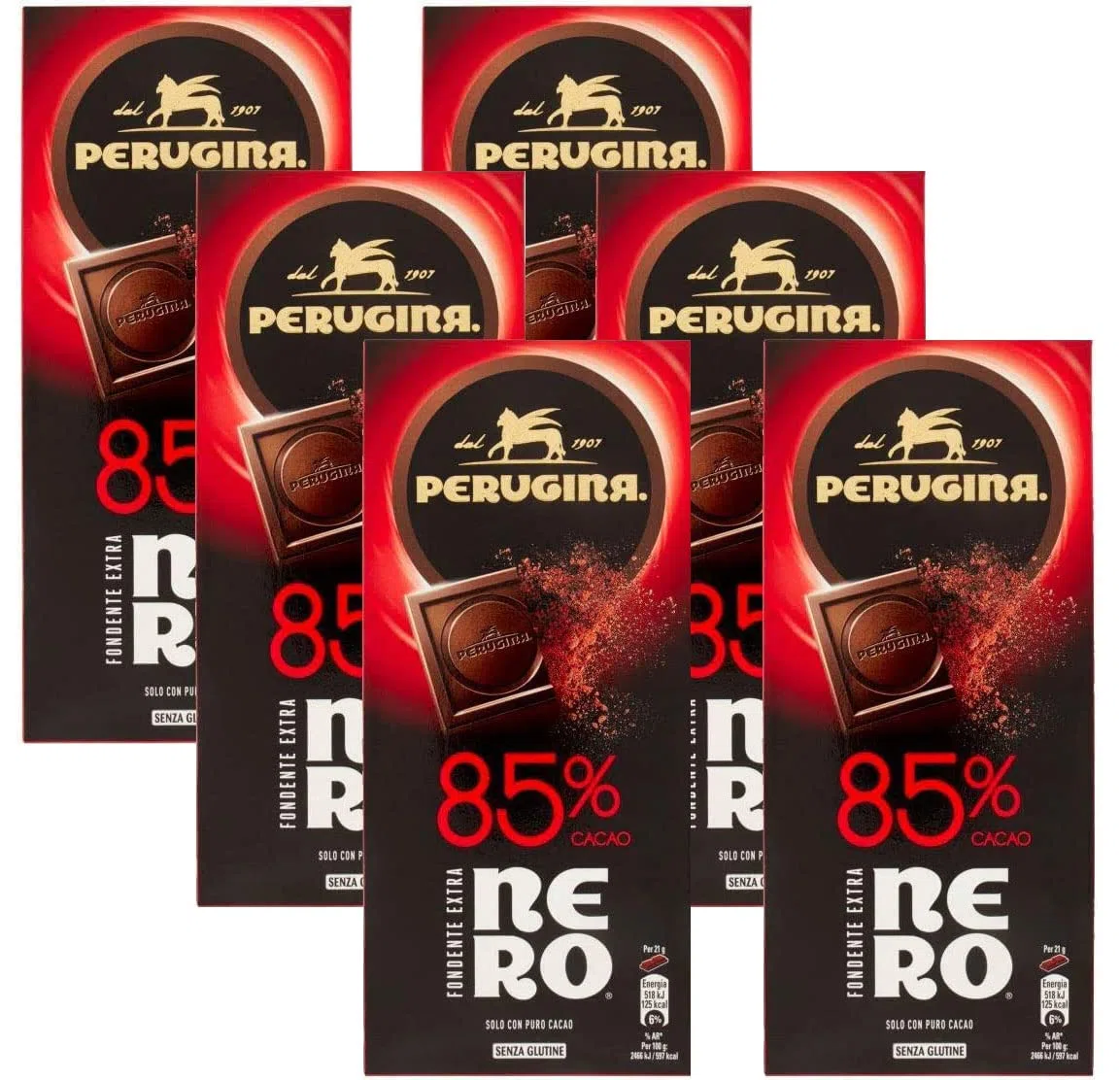 6X Perugina Nero Tavoletta di Cioccolato Fondente Extra 85% di Cacao 85gr [6 confezioni]