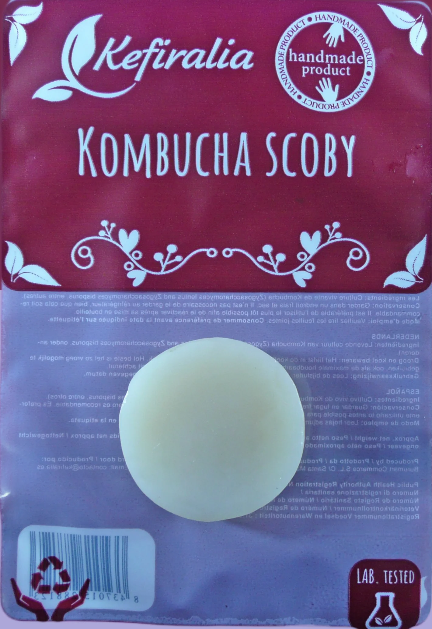 Disco SCOBY Kombucha + Istruzioni + Ricette + Aiuto e consigli in italiano - KEFIRALIA®