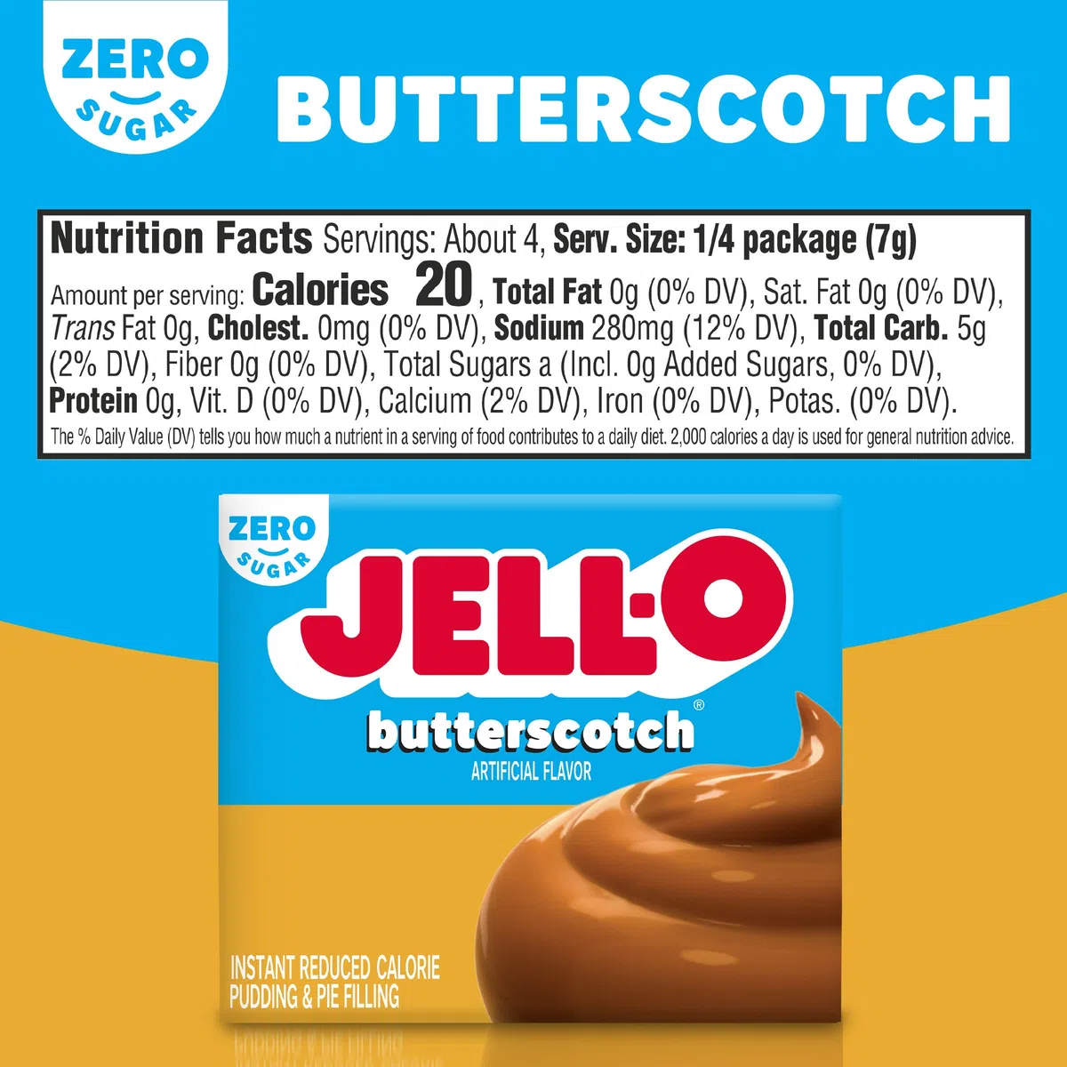 Jell-O Sugar-Free Instant Pudding and Pie Filling, Butterscotch, 1-Ounce Boxes (Pack of 6)
