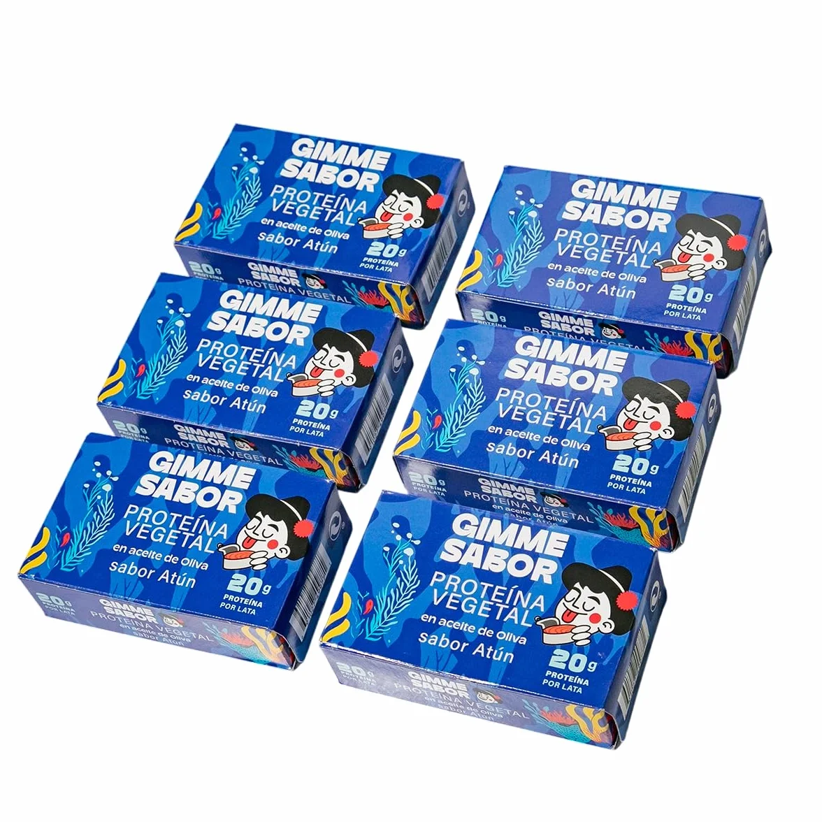 Proteina vegetale gusto Tonno in conserva con olio d'oliva, 20g di proteina per lattina e senza allergeni (Confezione da 6).