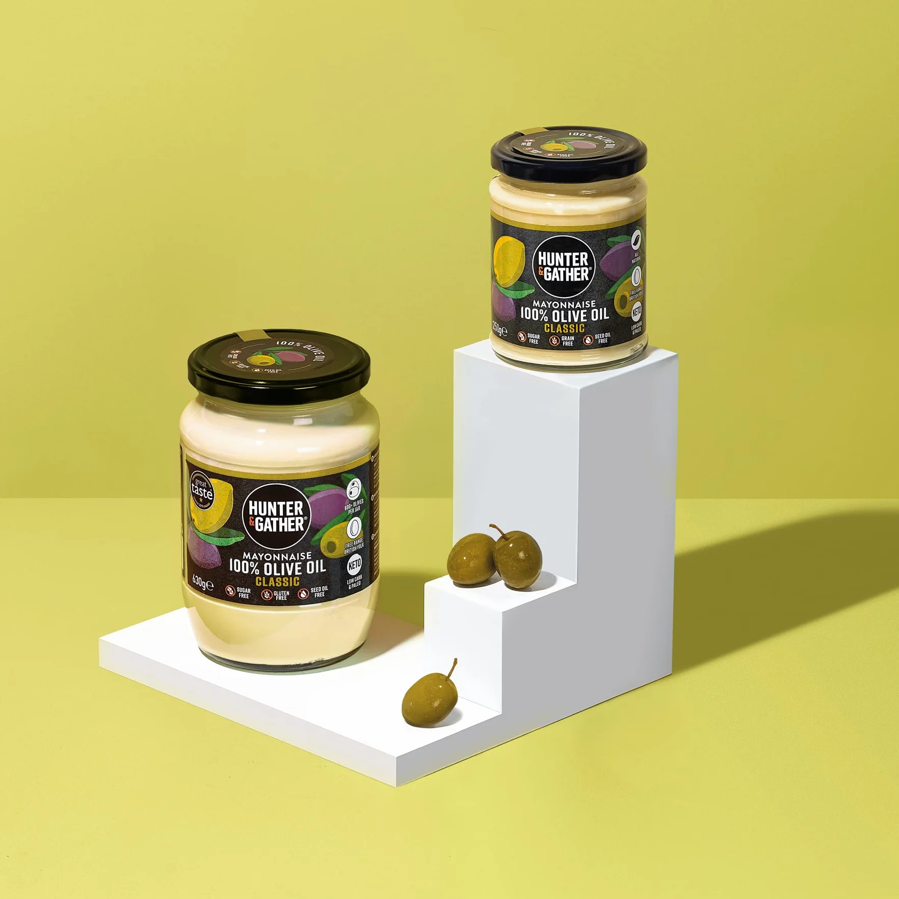 Hunter & Gather Maionese all'Olio d'Oliva 630g | Realizzata con Puro Olio d'Oliva e Uova da Allevamento all'Aperto | Paleo, Cheto, Senza Zucchero e Senza Glutine