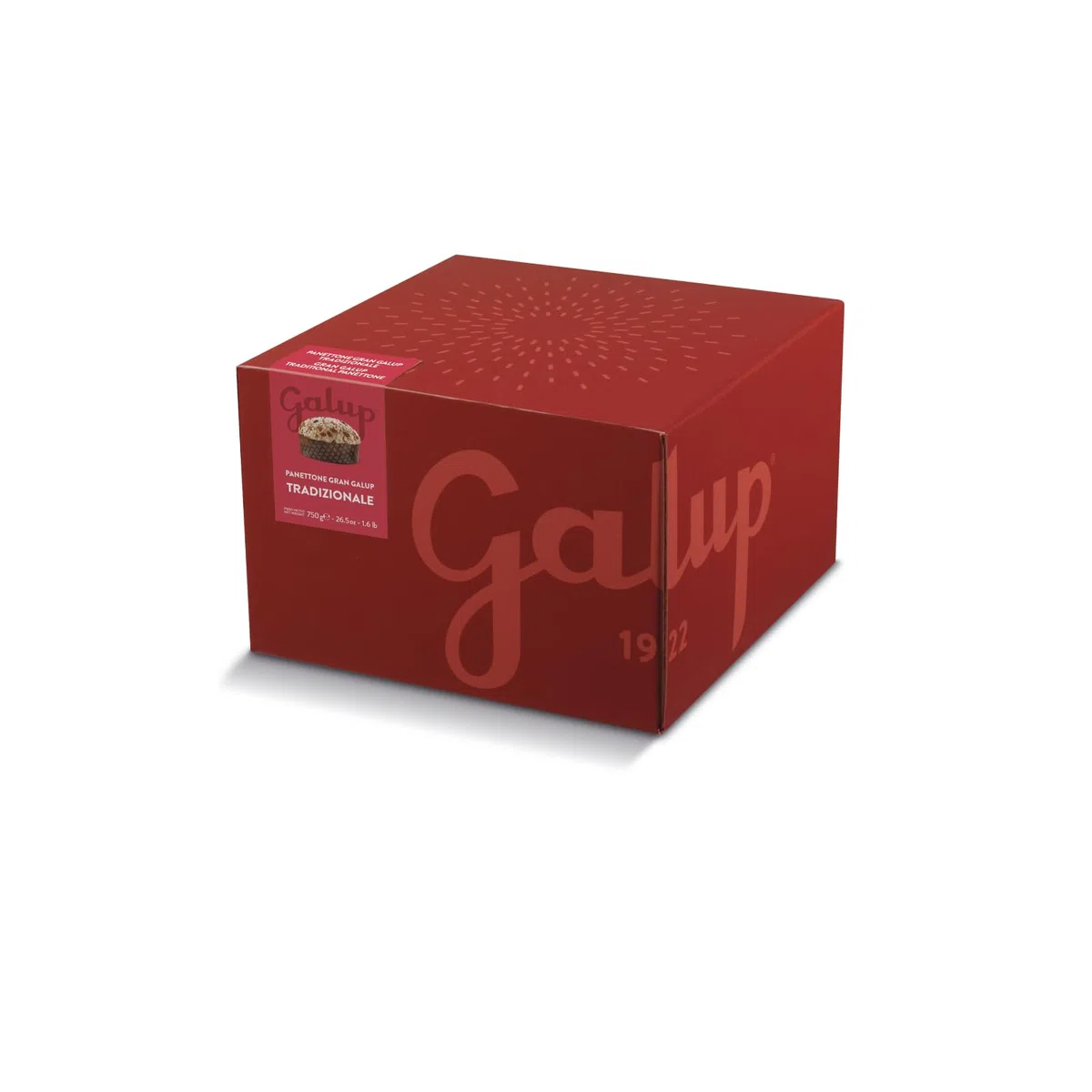 Galup Panettone Tradizionale Classico 750g - Gran Galup Basso a Lievitazione Naturale con Canditi Freschi e Uvetta - Guarnito con Glassa alla Nocciola, Mandorle Intere e Granella di Zucchero