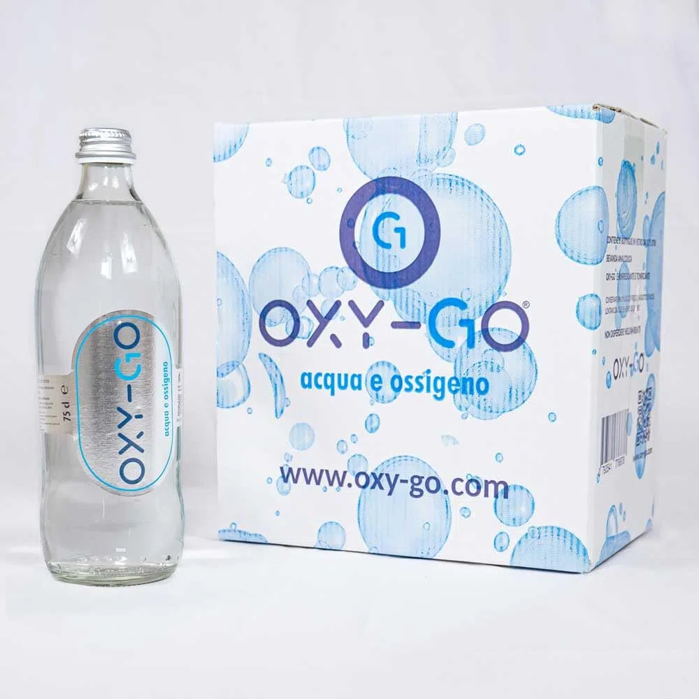 Acqua addizionata di ossigeno Oxy-Go, Confezione da 6 o 12 bottiglie, Ossigeno da bere (6 bottiglie)