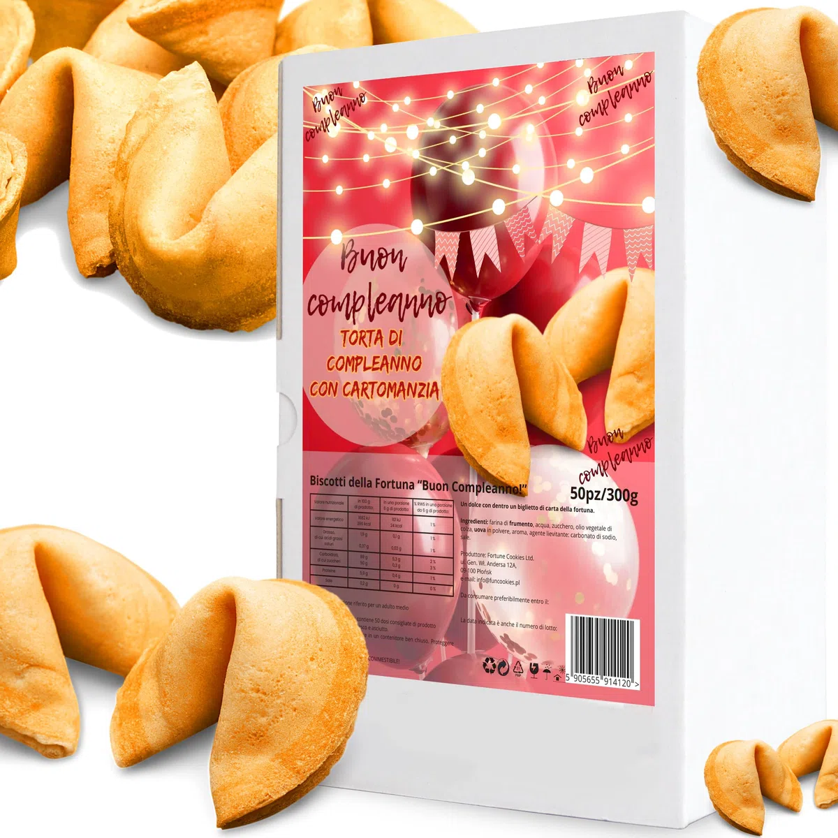 D&D Fun Cookies Biscotti della Fortuna 50 pezzi | Biscotti compleanno | Per una Festa | Biscotti della fortuna cinesi | Biscotti confezionati singolarmente | Biscotti regalo | Fortune Cookies